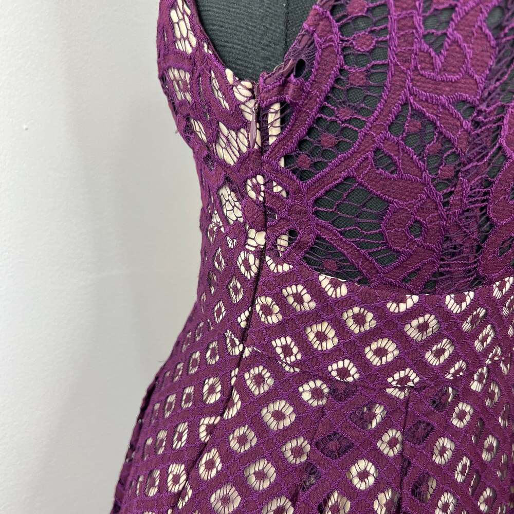 FREE PEOPLE One Million Lovers Plum Purple Lace Open Back Mini Cocktail Dress 4 - Picture 6 of 9
